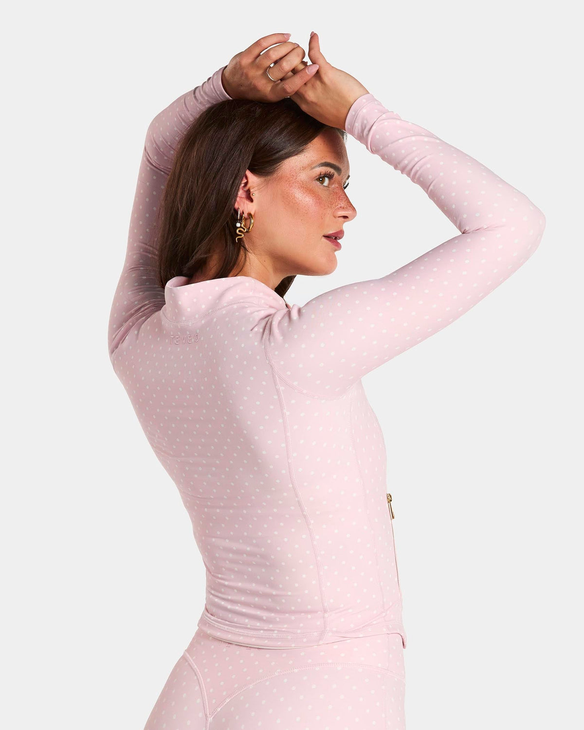 Veste de sport zippée sculptante Allrounder « pois sur fond rose »