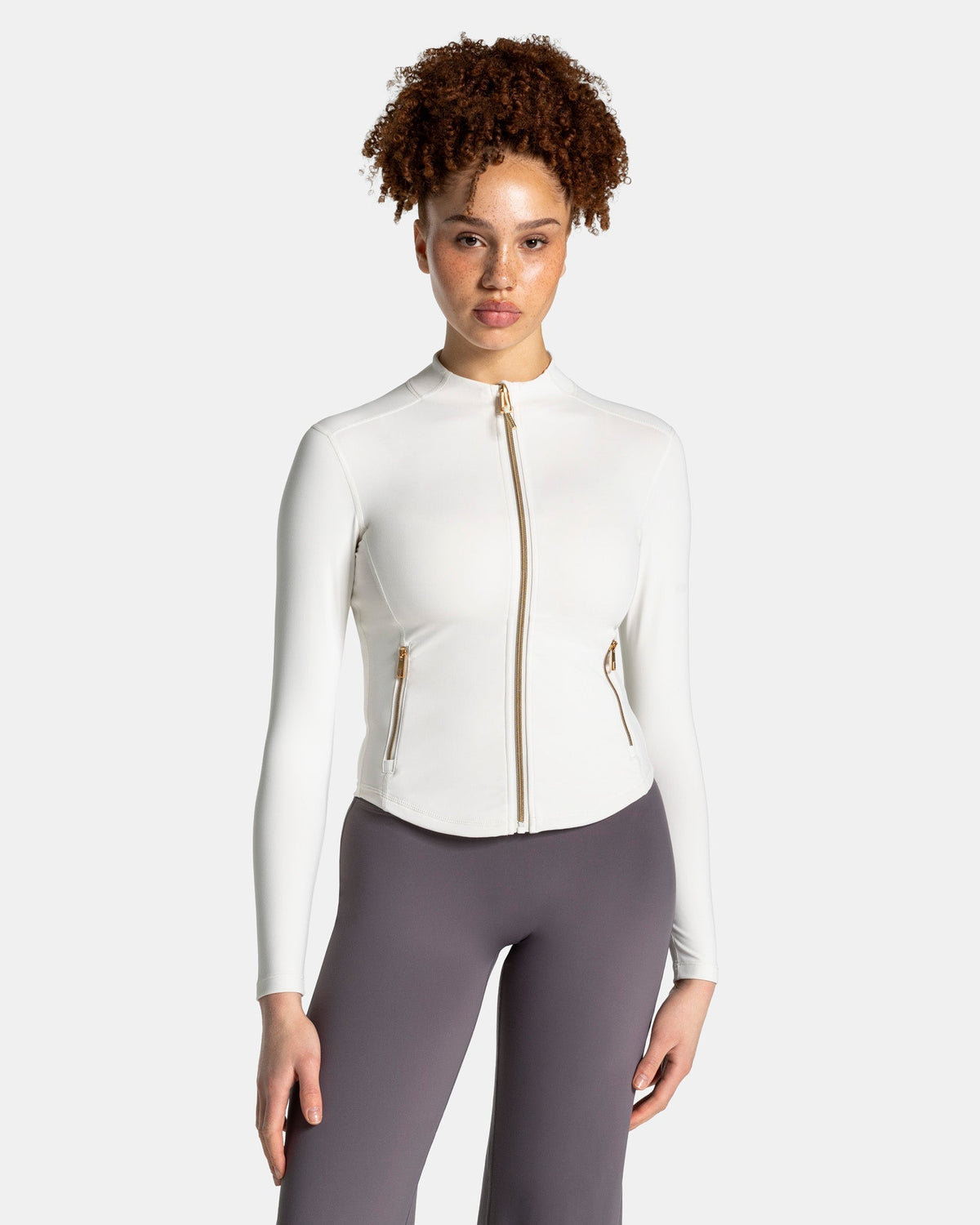 Veste de sport zippée sculptante Allrounder « blanc cassé / dorée »