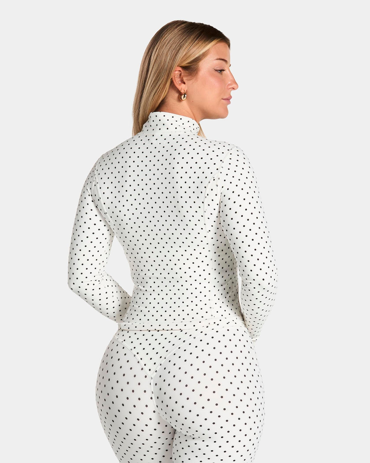 Veste de sport zippée sculptante Allrounder « pois sur fond blanc »