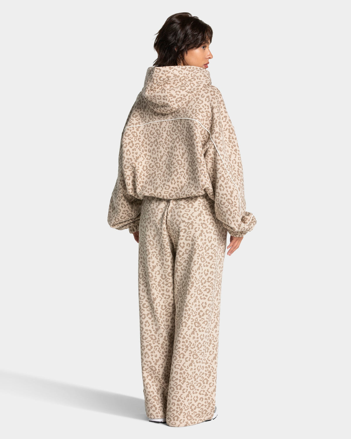 Sweat à capuche Contrastline « léopard Cream »