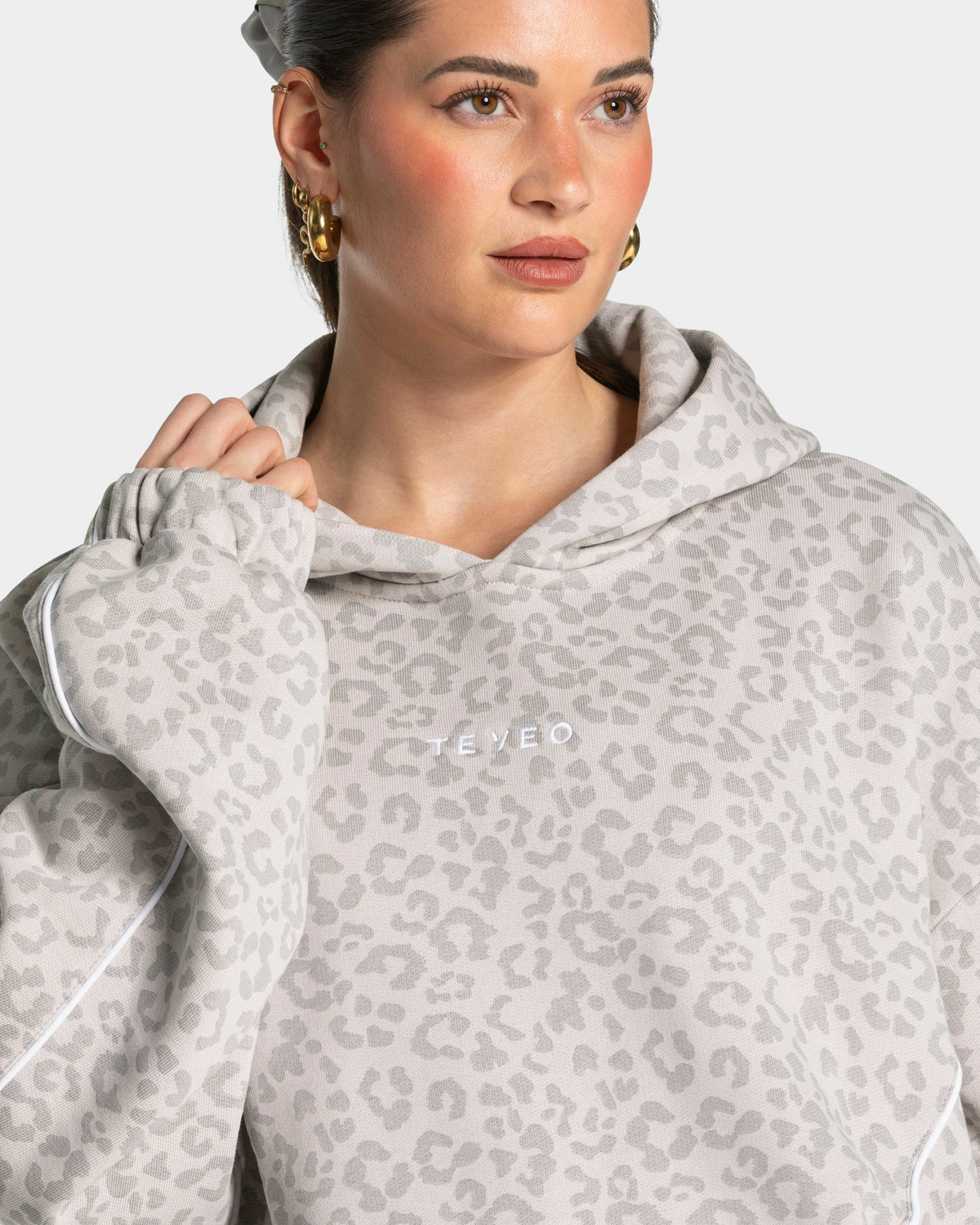 Sweat à capuche Contrastline « léopard gris clair »