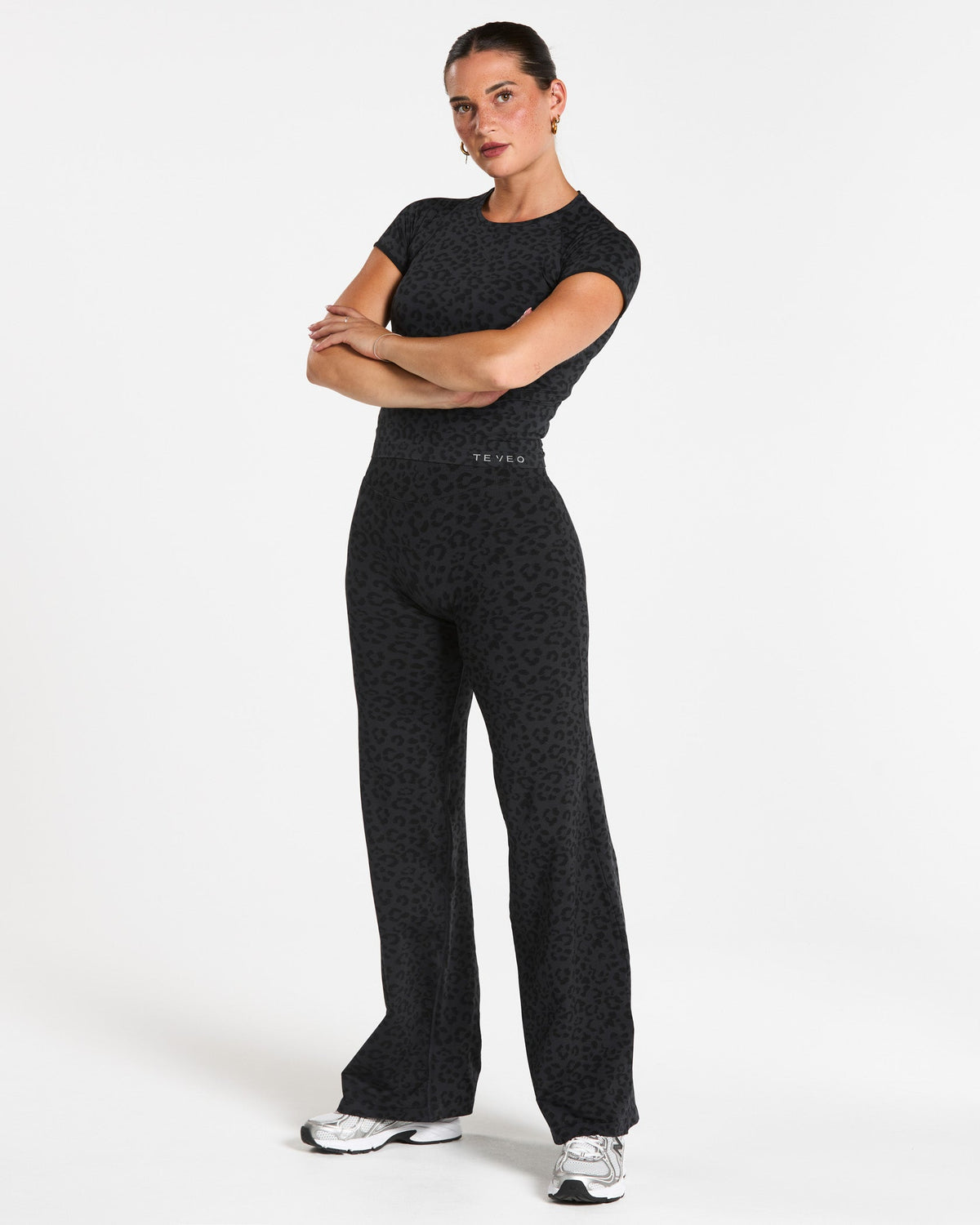 Pantalon Straight Leg Sculpt Scrunch Contrastline standard « Léopard noir »