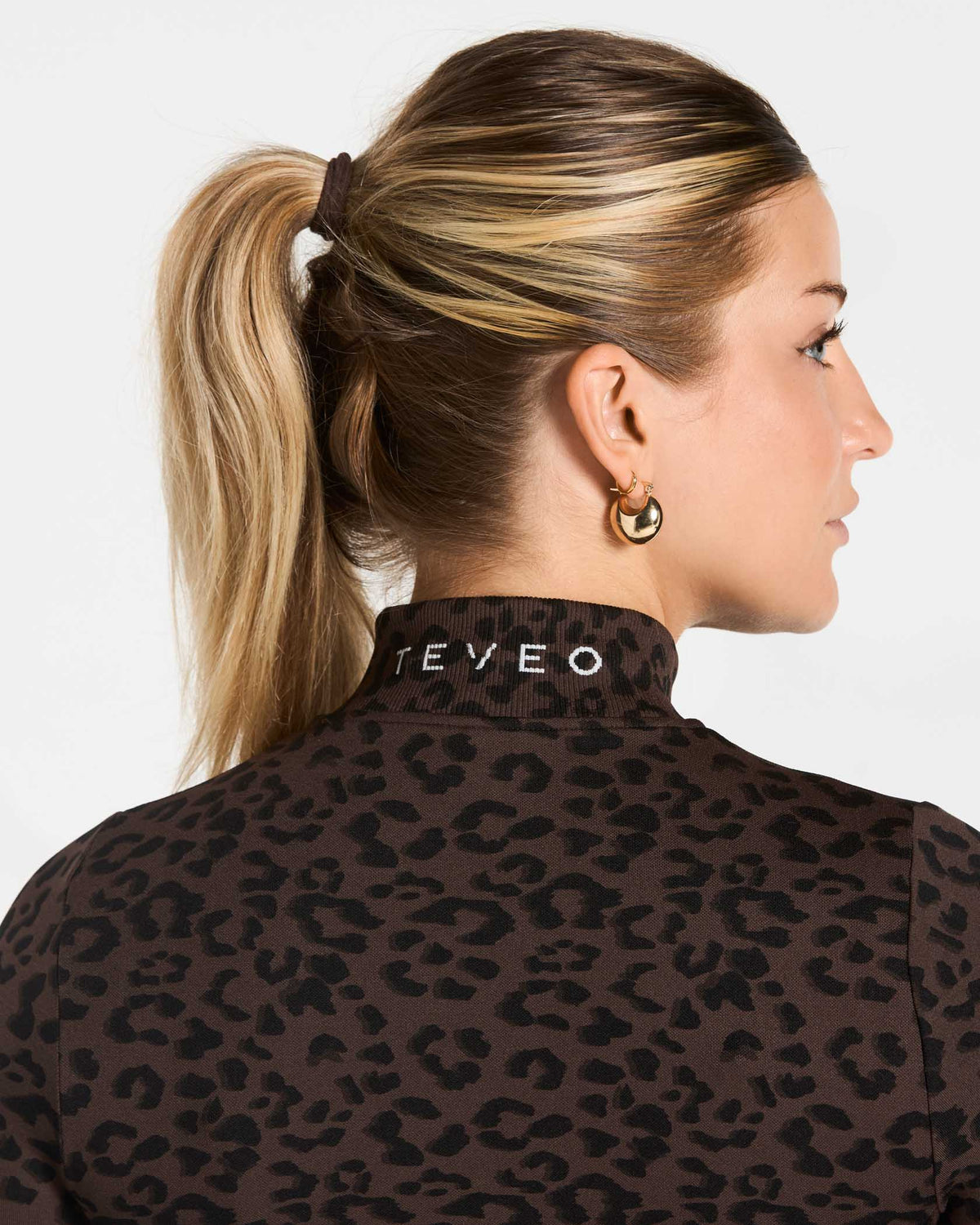 Veste de sport zippée sculptante Contrastline « Léopard Espresso »