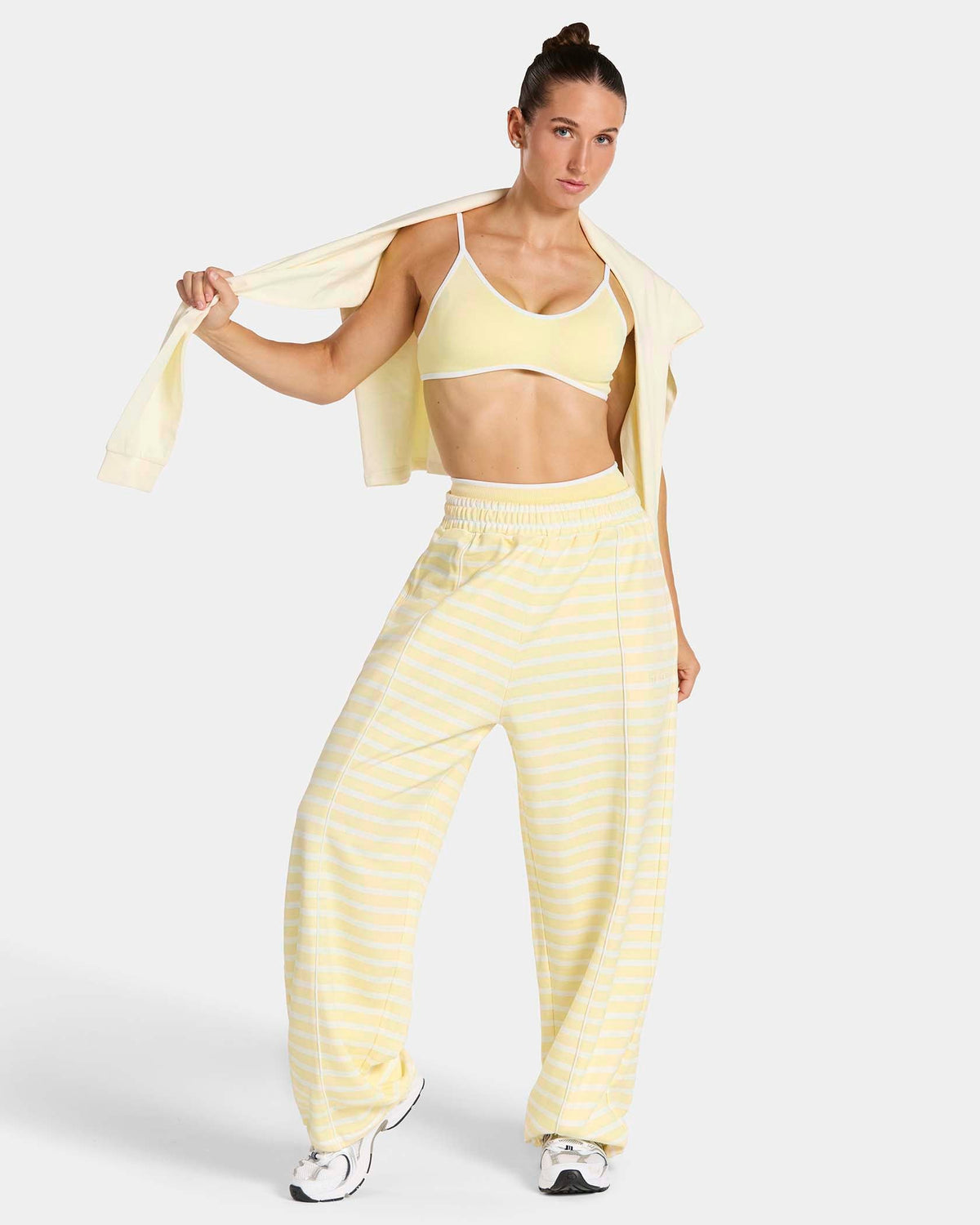 Pantalon de jogging jambe large Contrastline « Stripe Butter Yellow »