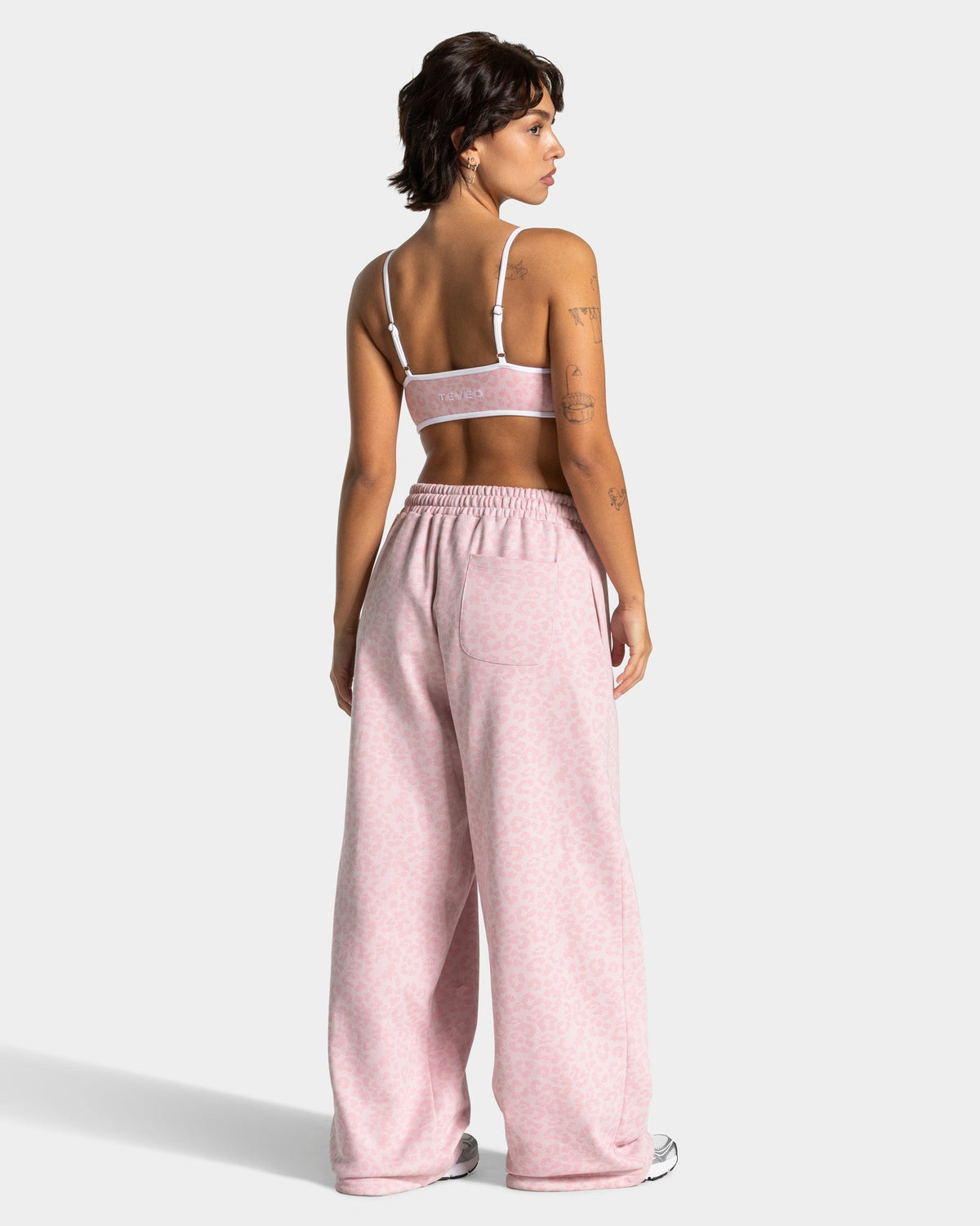 Pantalon de jogging Wide Leg Contrastline « léopard rose »