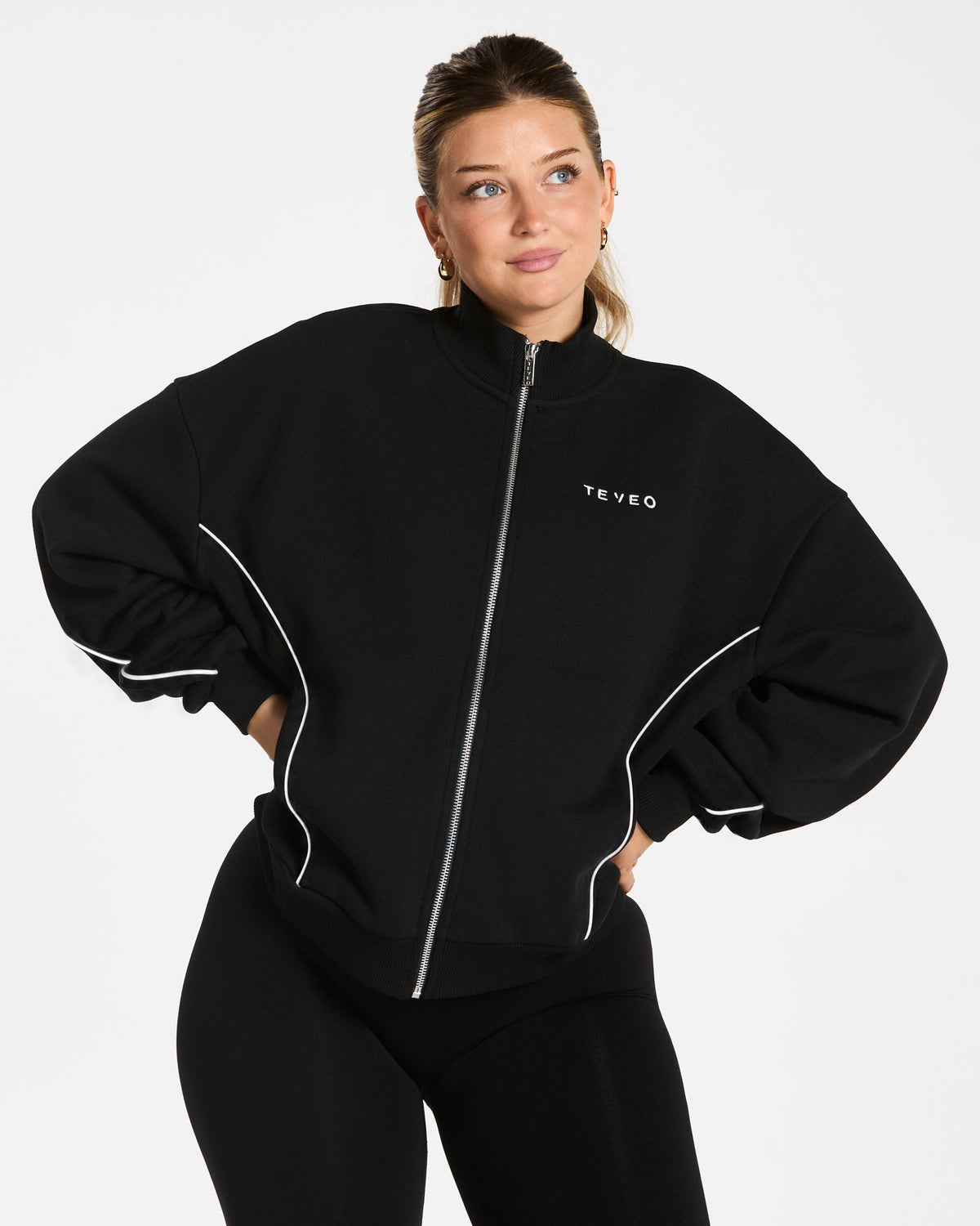 Sweat-shirt zippé Contrastline « noir »