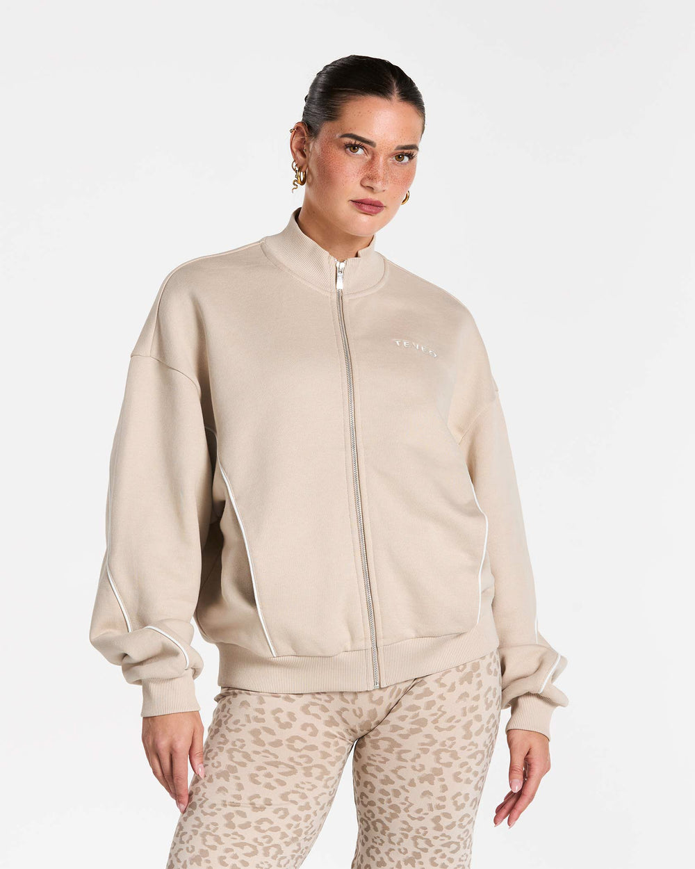 Sweat-shirt zippé Contrastline « Cream »