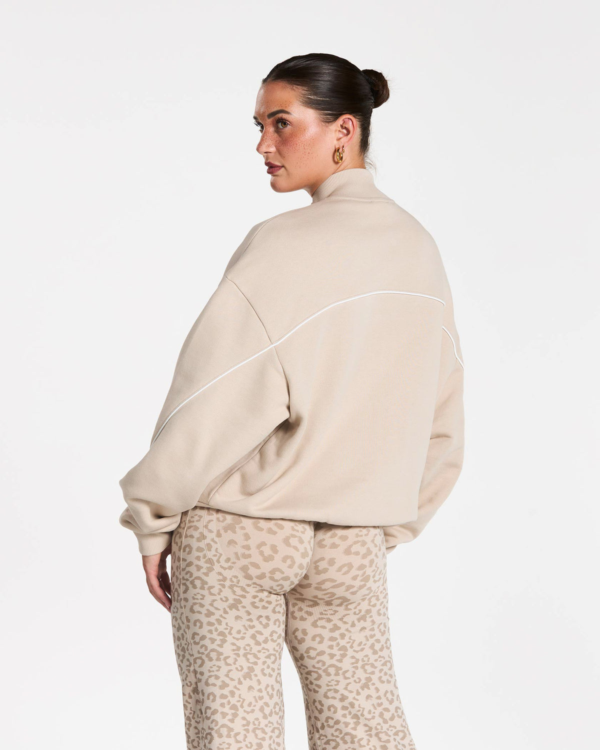 Sweat-shirt zippé Contrastline « Cream »