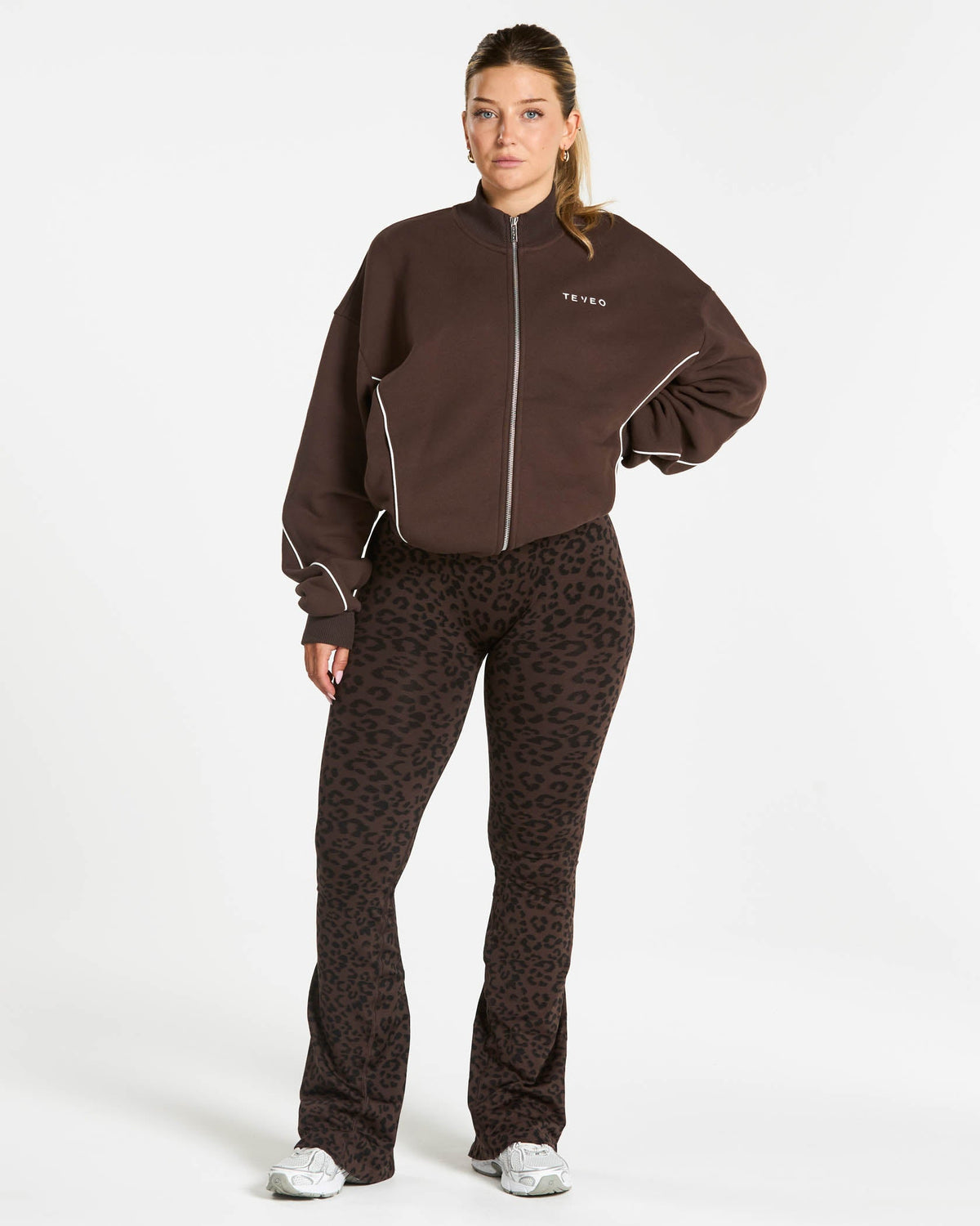 Sweat-shirt zippé Contrastline « Espresso »
