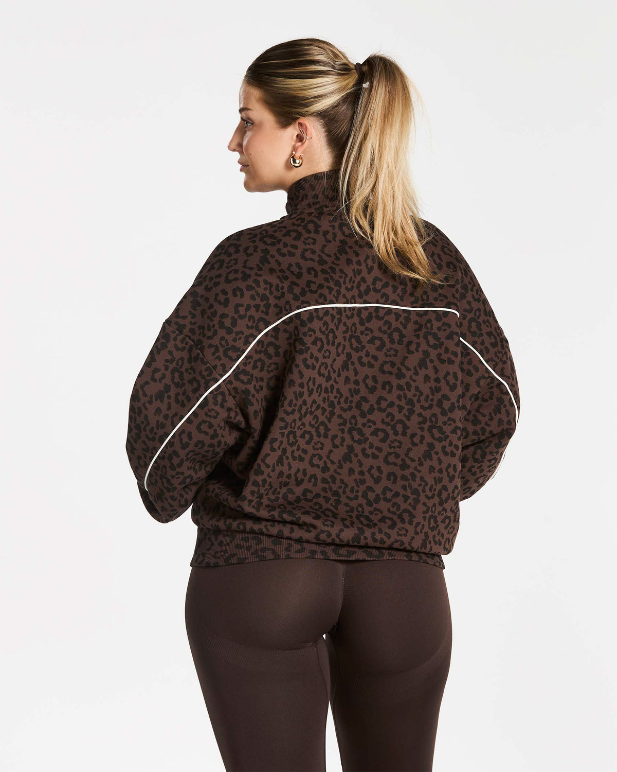 Sweat-shirt zippé Contrastline « Léopard Espresso »