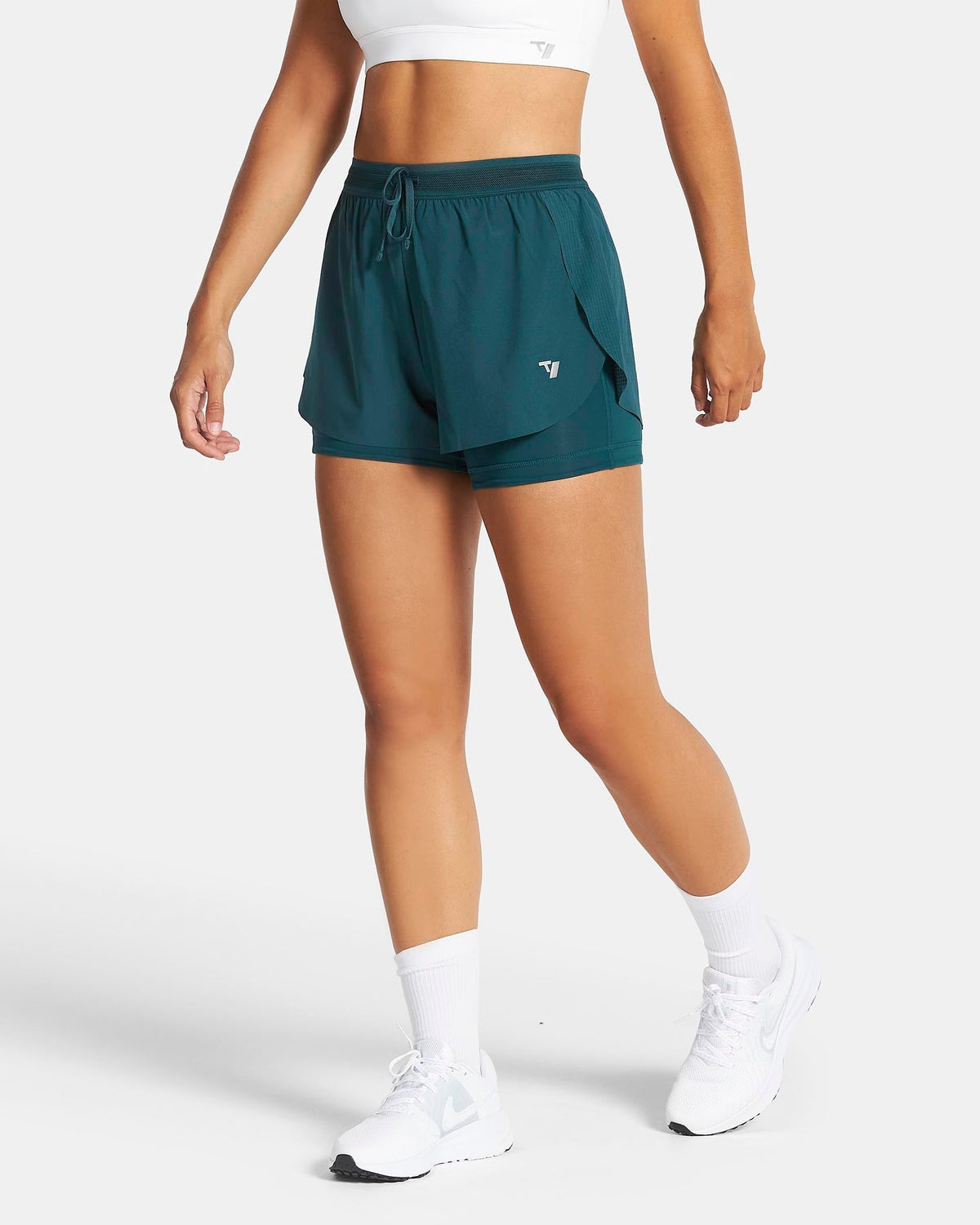 Short 2-en-1 RUN 5 pouces « Bleu sarcelle »