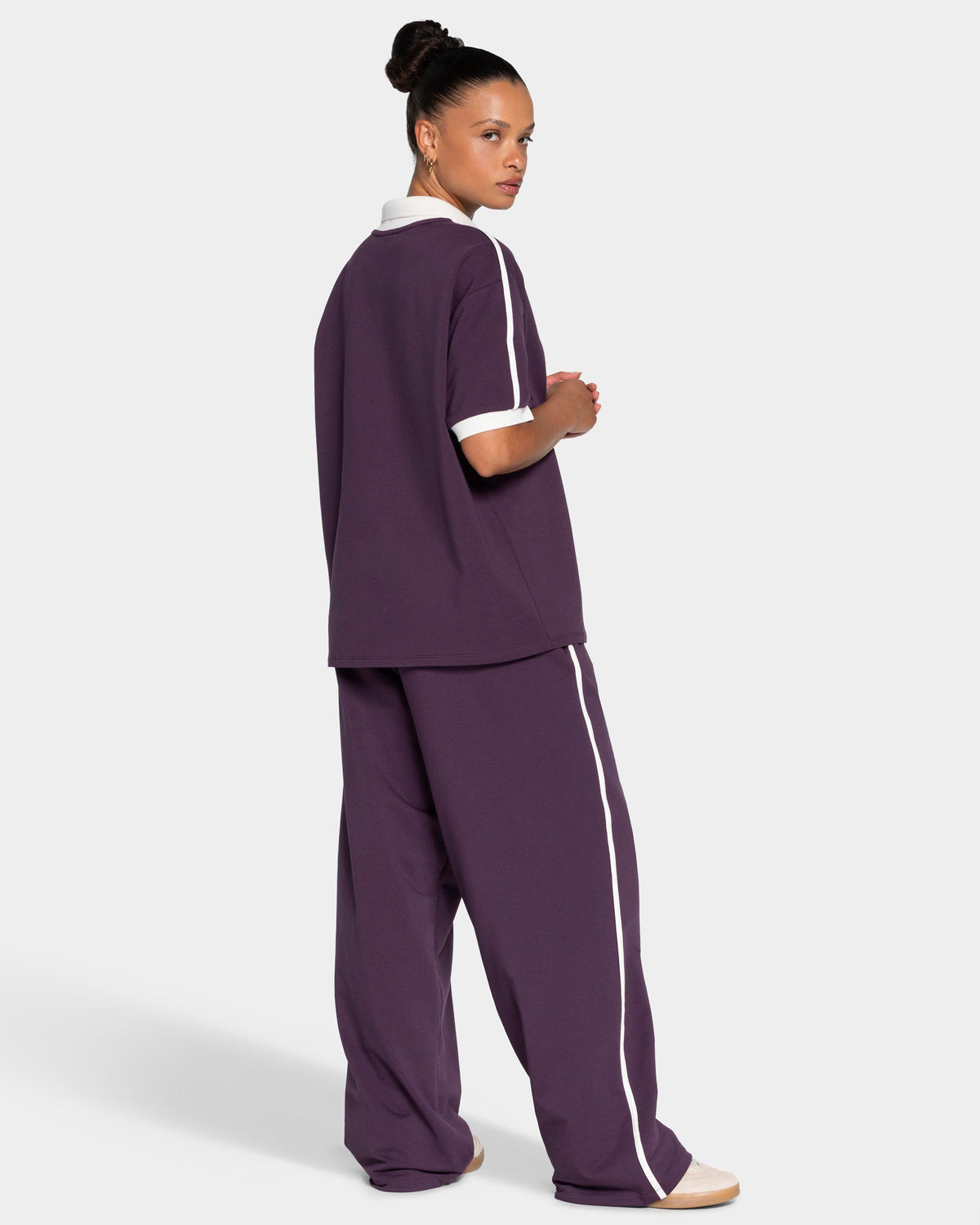 Pantalon de jogging Wide Leg coupe longue Soft « Blackberry »