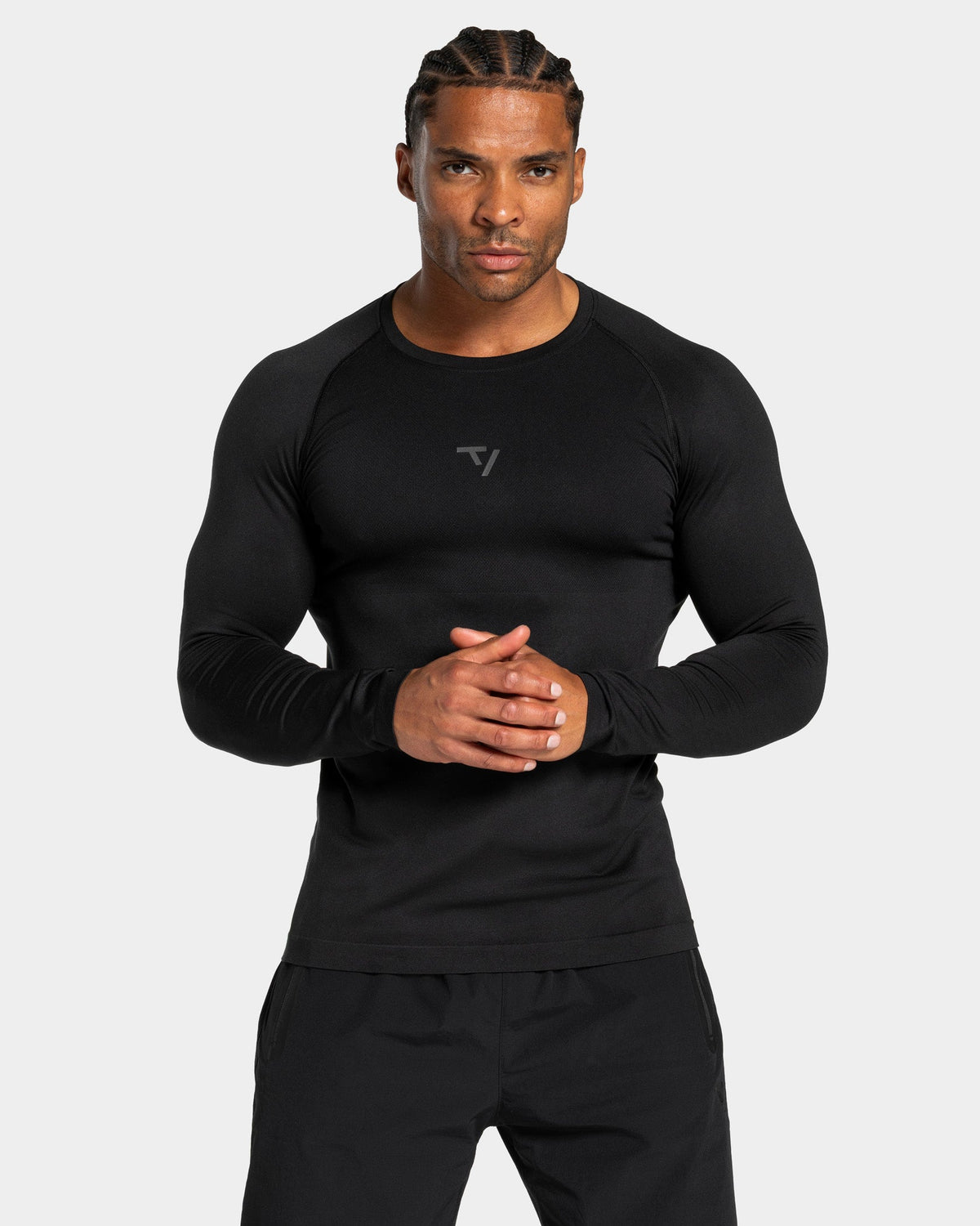 Haut à manches longues Workout sans coutures « noir/anthracite »