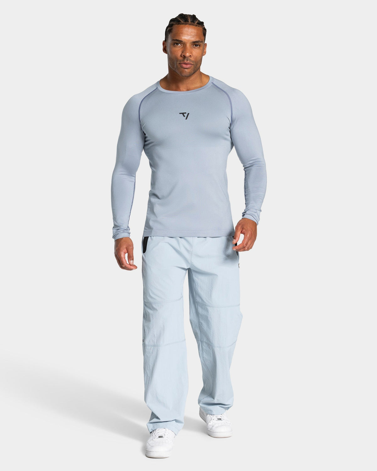 Haut à manches longues Workout sans coutures « bleu acier »